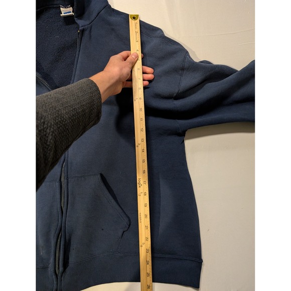 Russell Athletic Mens 2XL Navy Blue Zip Up Hoodie Sweatshirt Vintage - Picture 5 of 9